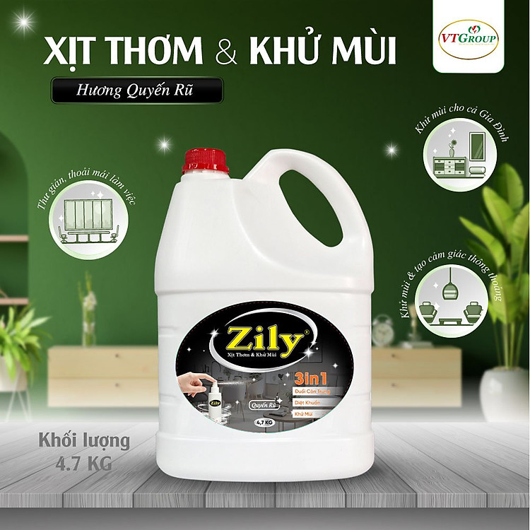 Xịt Thơm & Khử Mùi Zily Chai 4.7 Kg