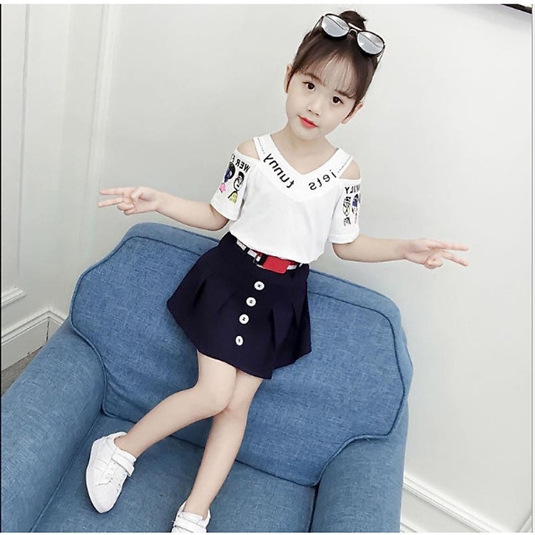 VÁY VÀ ÁO COTTONG CHO BÉ GÁI TỪ 3 ĐẾN 14 TUỔI - DB4