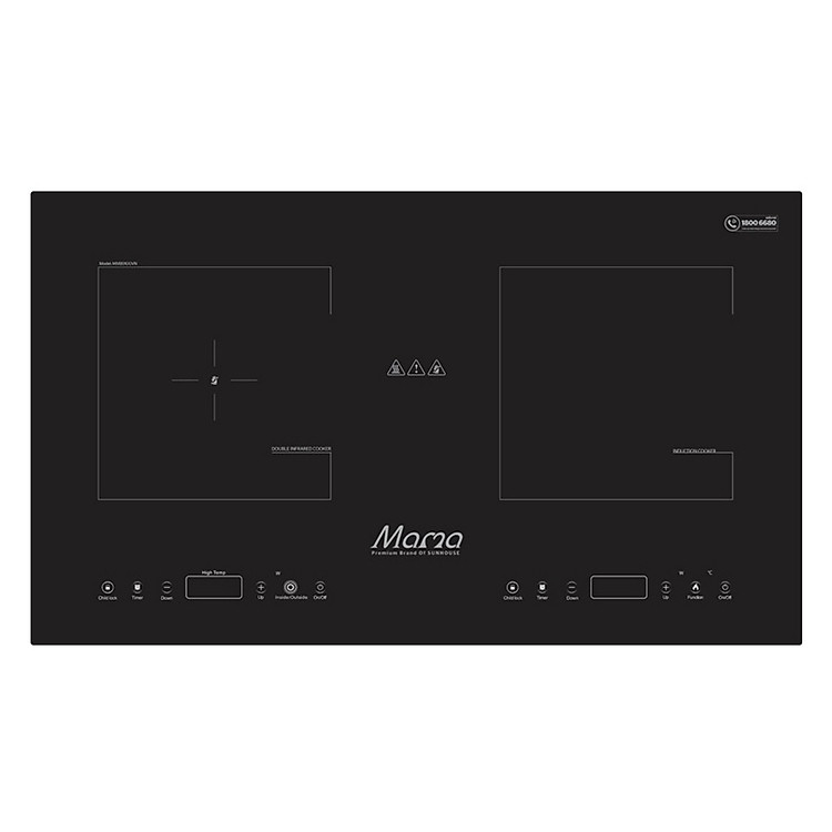 Bếp Âm Đôi Từ - Hồng Ngoaị Sunhouse Mama MMB9100VN (73 cm) (4000W) - Hàng Chính Hãng