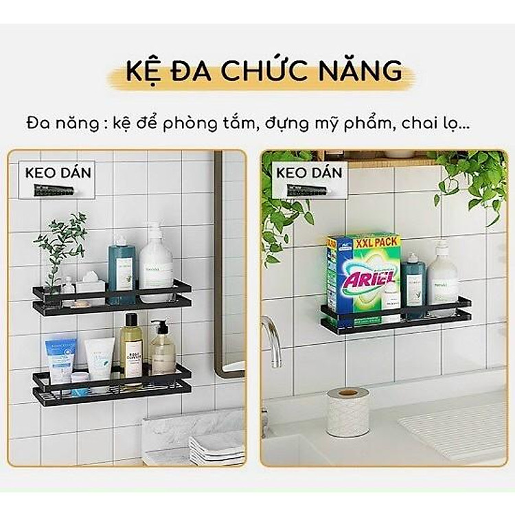 KỆ GIA VỊ INOX 304 ĐEN DÁN TƯỜNG GẠCH MEN KỆ NHÀ BẾP KHÔNG CẦN KHOAN VÍT