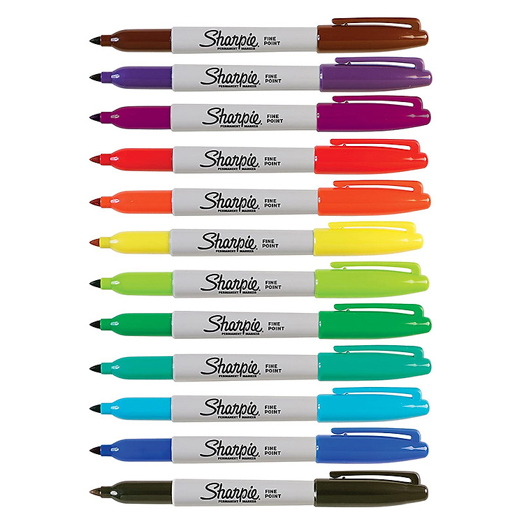 Bộ 12 bút lông dầu vẽ đa chất liệu Sharpie Fine Point 1.0mm