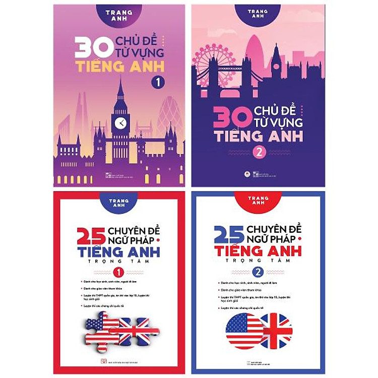 Combo 4 cuốn Sách Tự Trau Dồi Tiếng Anh Thành Thạo Như Người Bản Xứ: 30 Chủ Đề Từ Vựng Tiếng Anh + 25 Chuyên Đề Ngữ Pháp Tiếng Anh Trọng Tâm (Bộ 4 Cuốn)