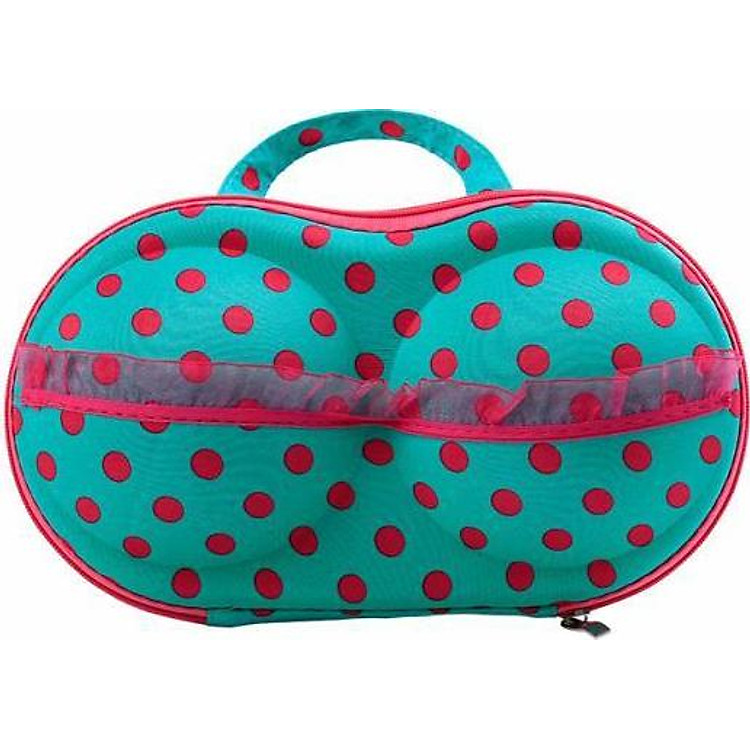 Hộp đựng áo lót tiện dụng - Họa tiết Xanh chấm bi đỏ