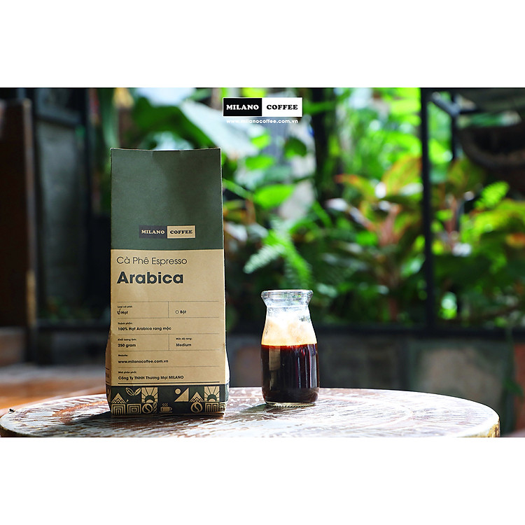Cà phê 100% ARABICA rang mộc nguyên chất MILANO COFFEE 250gr
