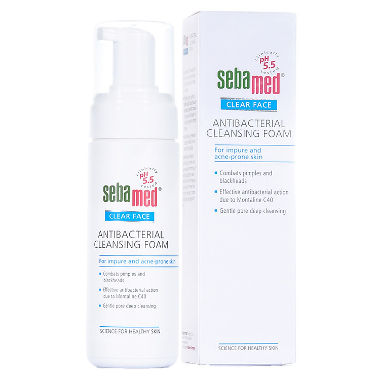 Sữa Rửa Mặt Tạo Bọt Kháng Khuẩn, hỗ trợ Trị Mụn pH5.5 Sebamed Clear Face Antibacterial Cleansing Foam SCF01B (50ml)