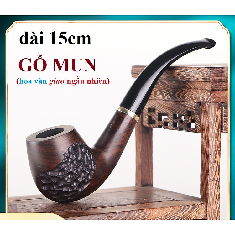 Tẩu thuốc gỗ mun cao cấp - họa văn giao ngẫu nhiên - Ảnh 3