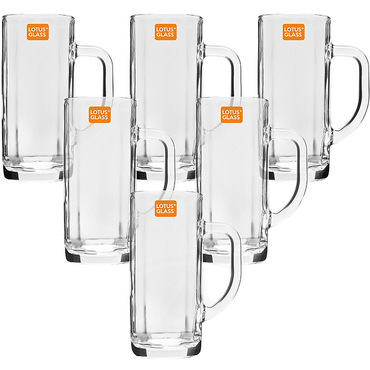 Bộ 6 Cốc Quai Thủy Tinh Lotus Glass VTC 273 Trơn