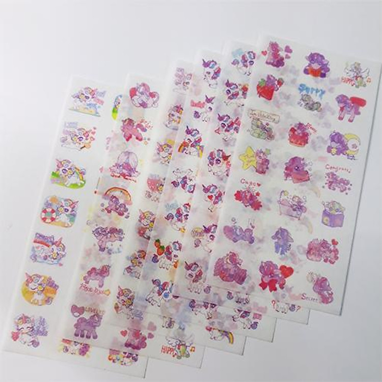 Bộ 6 Tấm Sticker Dán Trang Trí - Unicorn