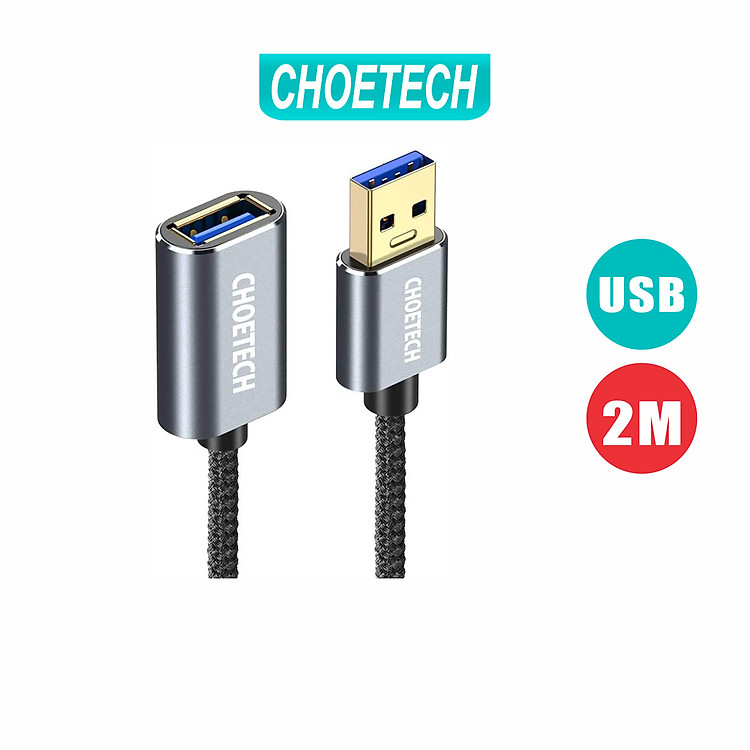 Dây Cáp Nối Dài USB 3.0 Dài 2M CHOETECH XAA001-BK - Hàng Chính Hãng