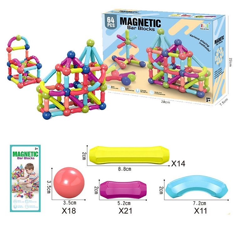 Mua Bộ Đồ Chơi Xếp Hình Nam Châm 64 Chi Tiết Chính hãng Giá rẻ - Hình ảnh 3