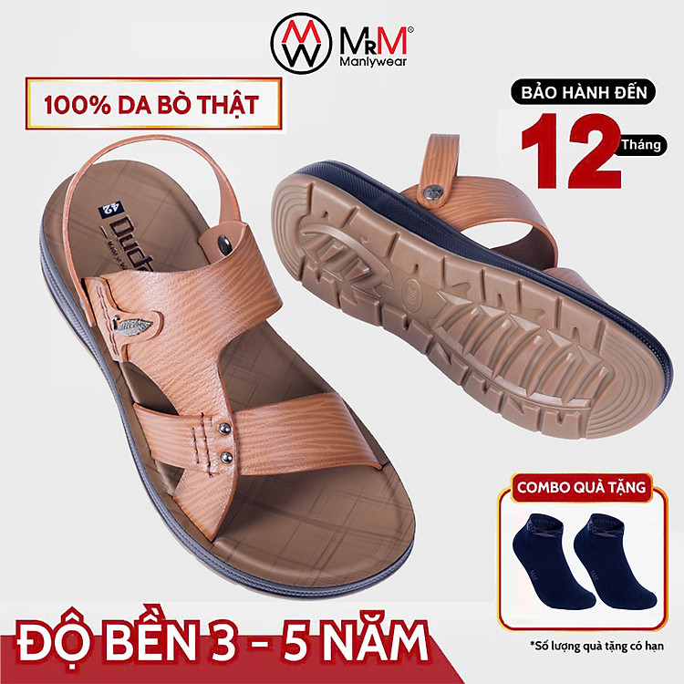 Dép Sandal Nam Da Bò - DC02 Đế Cao Đúc Nguyên Khối, Đường Khâu Chắc Chắn, Đế Massage Mềm Mại Êm Chân