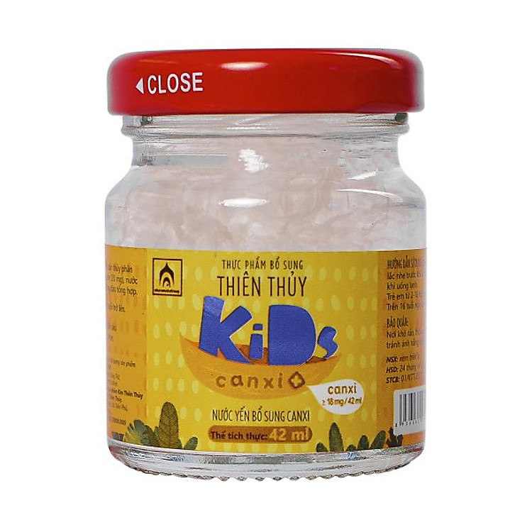Nước Yến Sào Thiên Thủy Kids Canxi+ - Nhà Yến Nha Trang - Hộp 1 Lọ - Yến Kids - Tổ yến chưng sẵn dành cho trẻ em - Hàng Chính Hãng