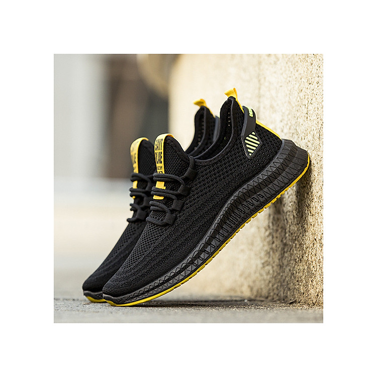 giầy sneaker đế tổ ong đen vàng