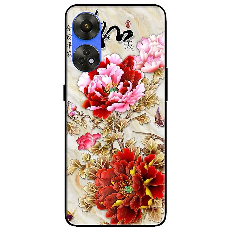 Ốp lưng dành cho Oppo Reno 8T 4G - Reno 8T 5G - Reno 10 5G - Reno 10 Pro 5G - Mẫu Đơn Đỏ Hồng - Hàng Chính Hãng