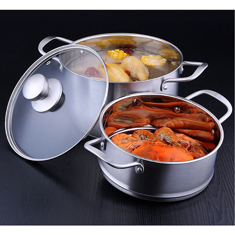 Set nồi xửng hấp inox 304 - 22x28cm 1670g