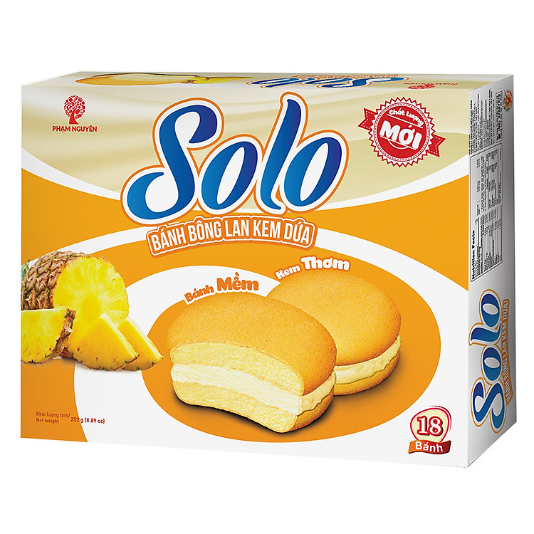 Bánh Solo Bông Lan Kem Dứa Hộp 252g