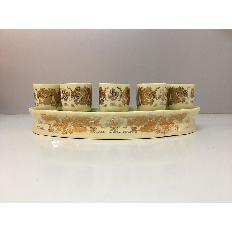 Khay chén cúng 5 ly , Đk: 24,5cm . Cao: 7cm