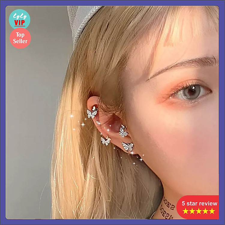 Bông tai hình bướm xinh xắn LYLYVIP kiểu dáng Hàn Quốc