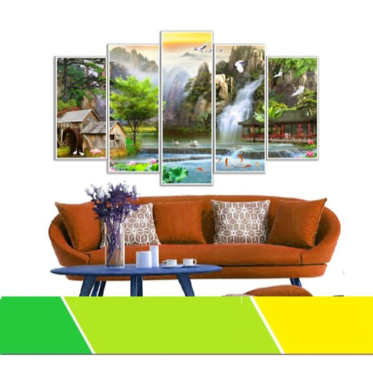 Bộ Tranh 5 Tấm Thác Nước Phong Thủy - TN144