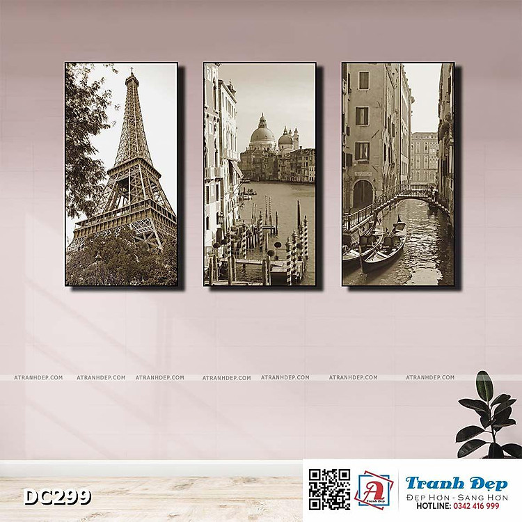 Bộ 3 tranh canvas treo tường Decor Châu Âu cổ điển - DC299