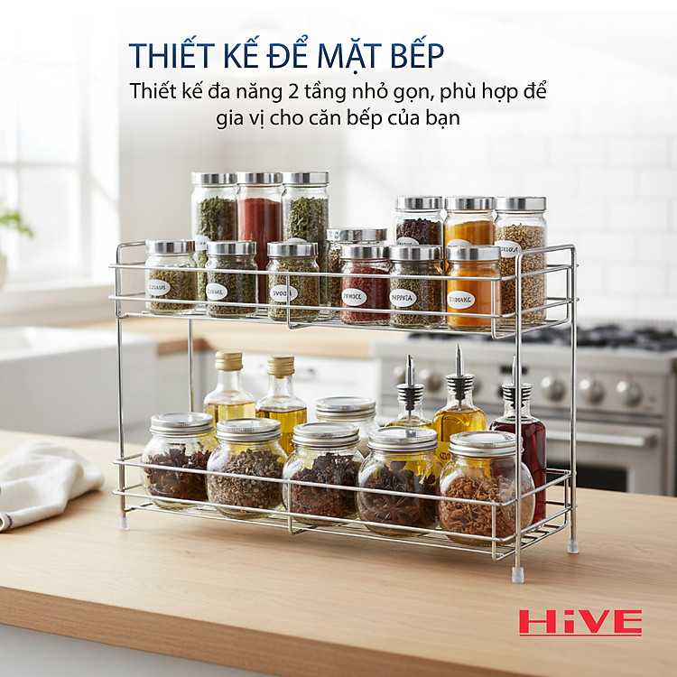 KỆ GIA VỊ ĐA NĂNG 2 TẦNG INOX CAO CẤP