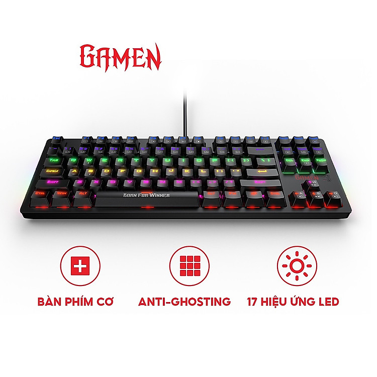 Bàn Phím Cơ Gamen Titan II Game Thủ Đèn LED RGB Phím Bấm Bền Màu Cho Máy Tính Laptop - Hàng Chính Hãng