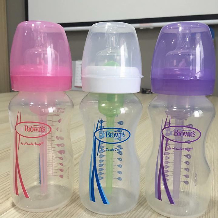 Bình sữa cổ rộng 270ml Dr.Brown’s hồng Tiết kiệm