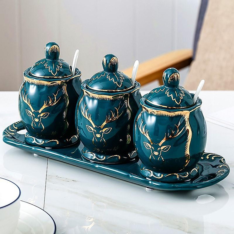 Bộ Gia Vị Sứ , hoạ tiết vàng 18k, phong cách Châu Âu tinh tế hiện đại, sang trọng.