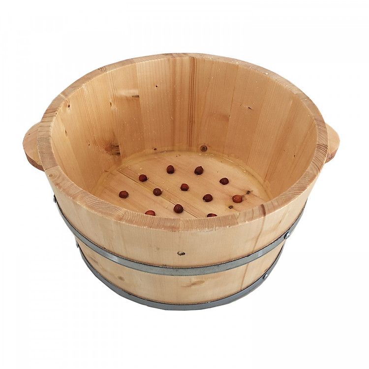 Chậu Gỗ Ngâm Chân Cao Cấp - Có Hạt Matxa ( Tặng thuốc ngâm chân)