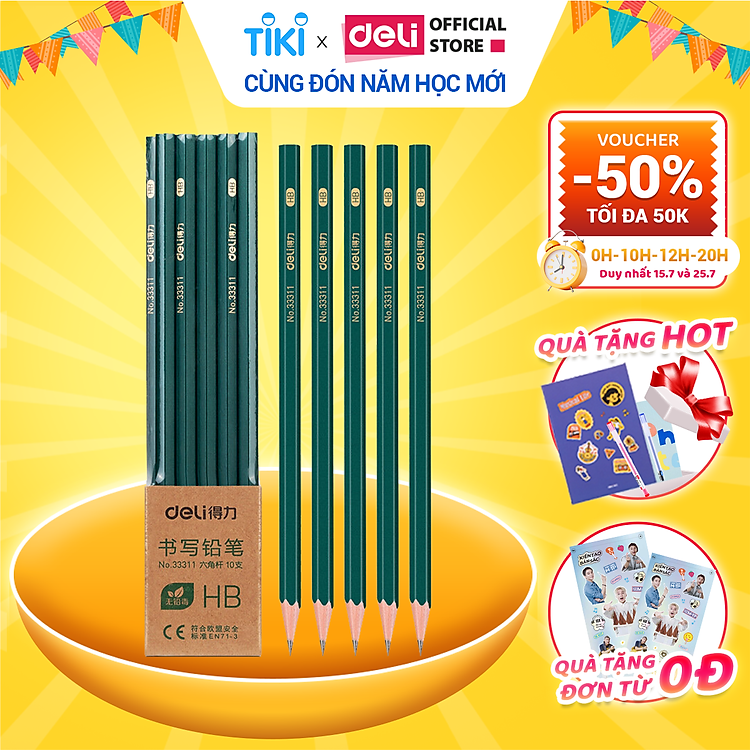 Bút Chì Lục Giác Deli 2B/HB (10 chiếc)