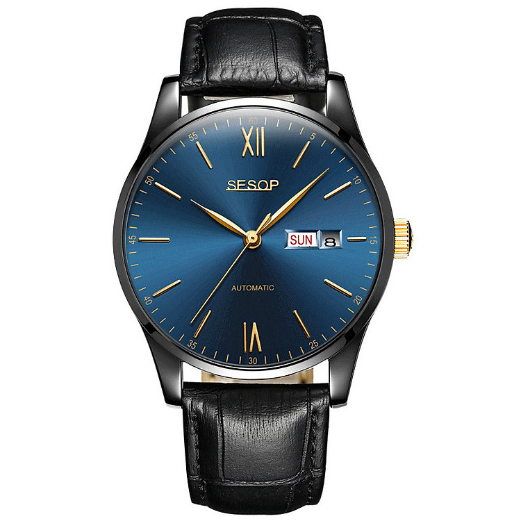Đồng Hồ Nam Đẹp Chính Hãng Cao Cấp SESOP SE1001 Dây Da Cao Cấp - Chống Nước 3ATM - Hiển Thị Lịch Ngày, Lịch Thứ
