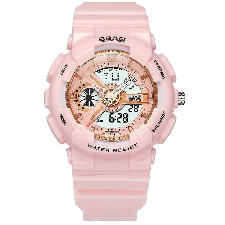 Đồng Hồ Nữ SBAO S8022B USASports - 2 Máy Kim và Điện Tử Mạnh Mẽ Dây Silicone Bền Chắc
