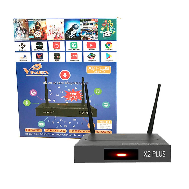 Android TV Box Vinabox X2 Plus (Đen) Chip lõi tứ RK3229 , Phiên bản mới Android 7.1.2 , 02 Râu Anten thu Wifi tốt - Hàng chính Hãng