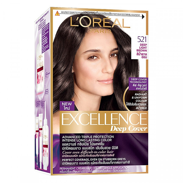Kem Nhuộm Phủ Bạc Ánh Sắc L'oreal Paris Excellence Deep Cover - Màu Nâu Sáng 521