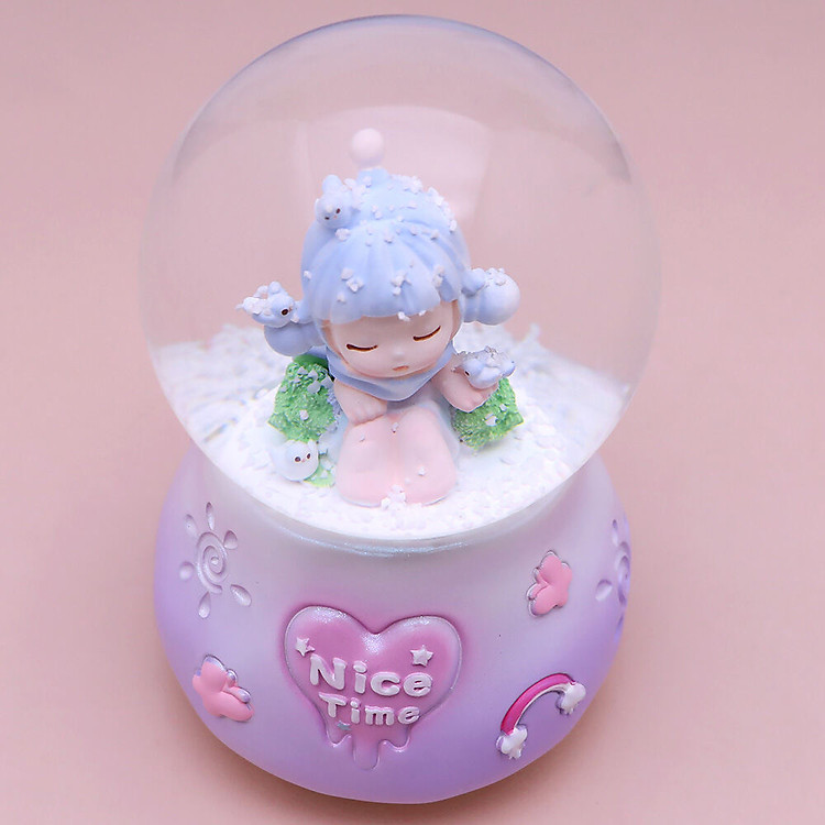 Cầu Tuyết Hộp Nhạc SkullPanda Music Box Trang Trí Quà Tặng – Màu Tím