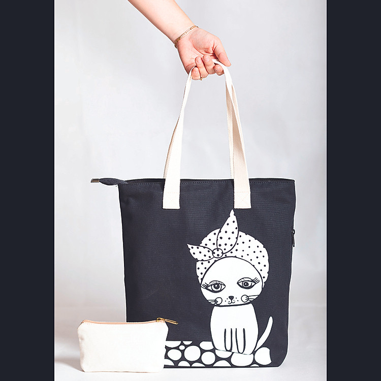 Túi Tote Thời Trang Nữ Vải Bố Canvas Cao Cấp Có Khóa Kéo Và Ngăn Phụ Trong Ngoài Tặng Túi Mỹ Phẩm Mini – Sản Phẩm Hot 2020