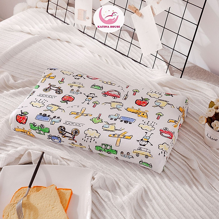 Gối cao su non cho bé 30x45cm, có lỗ thông hơi thoáng khí, mềm mát, thấm hút tốt