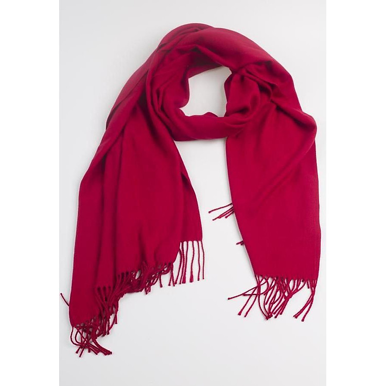 Khăn Choàng Cổ Len Dạ Màu Đỏ Trơn - Cashmere - 200x60cm - Mã KC082