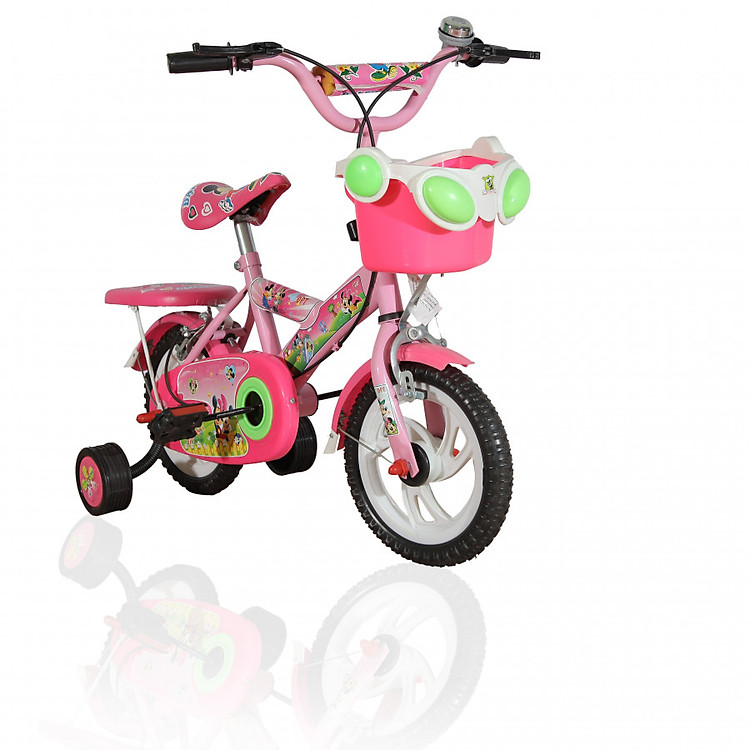 Xe đạp trẻ em 14inc Mickey màu hồng - Đại Phát Tài - Có rổ + yên và baga niệm