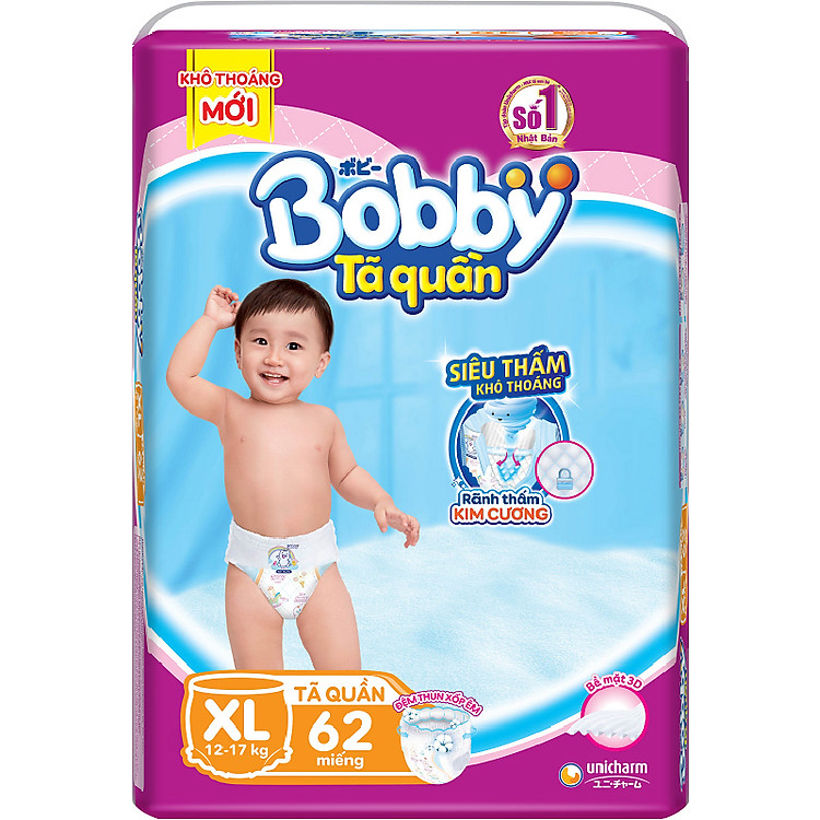 Tã Quần Bobby Siêu Thoáng XL62 (62 Miếng)