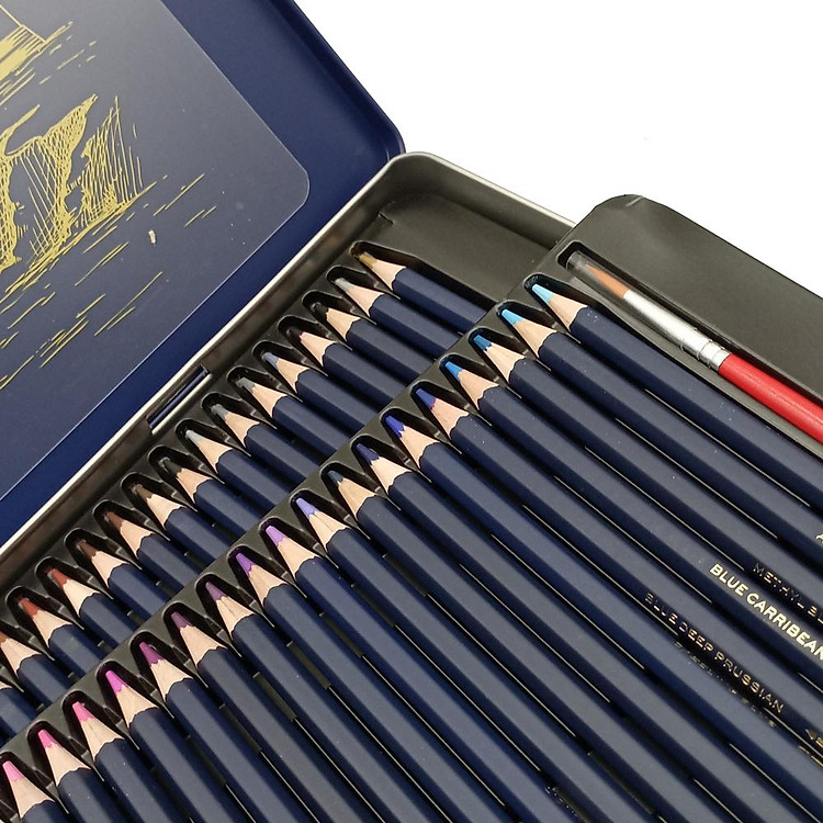 Hộp Thiếc 2 Ngăn 72 Bút Chì Màu + 1 Cọ Vẽ Finenolo - Deli EC129-72 - Ảnh 4