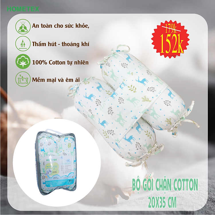 Bộ gối chặn trẻ em cotton Hometex Chính hãng Giá rẻ - Hình ảnh 2
