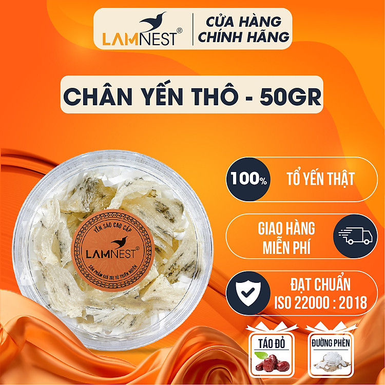 Chân yến Yến sào cao cấp Lamnest Tổ yến nguyên chất 100% (Tặng táo đỏ, đường phèn)