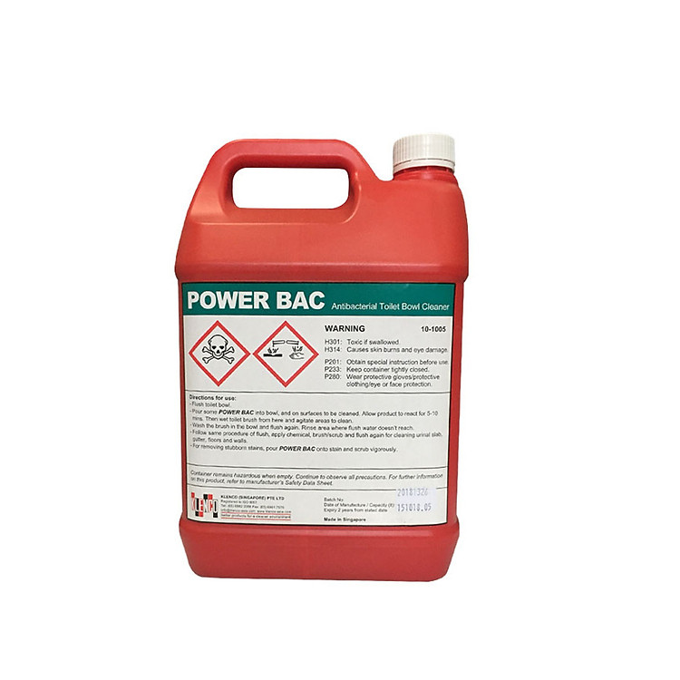 Hóa chất khử mùi và vệ sinh bồn cầu Power Bac 5L Klenco Singapore