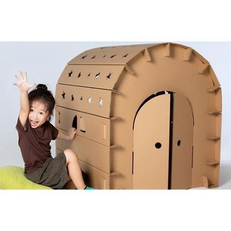 Nhà giấy bìa cho bé chơi Chính hãng Tiết kiệm - Hình ảnh 3