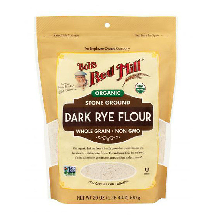 Bột mì đen (lúa mạch đen) nguyên cám hữu cơ Organic Whole Grain Dark Rye Flour Bob's Red Mill 567gr