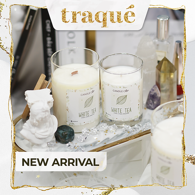 Nến thơm tinh dầu cao cấp không khói an toàn Candle Cup - WHITE TEA - S - 100G (KG NẮP)