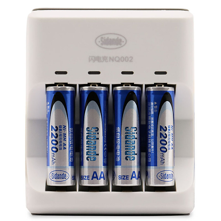 Dock Sạc Pin Tiểu Sidande NQ002 (Kèm 4 Pin AA) Giảm Rác Thải Kim Loại, Bảo Vệ Môi Trường