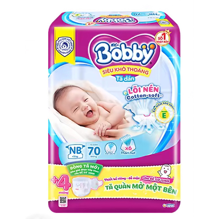 Tã Dán Sơ Sinh Bobby Size NB 70 Chính hãng Giá rẻ