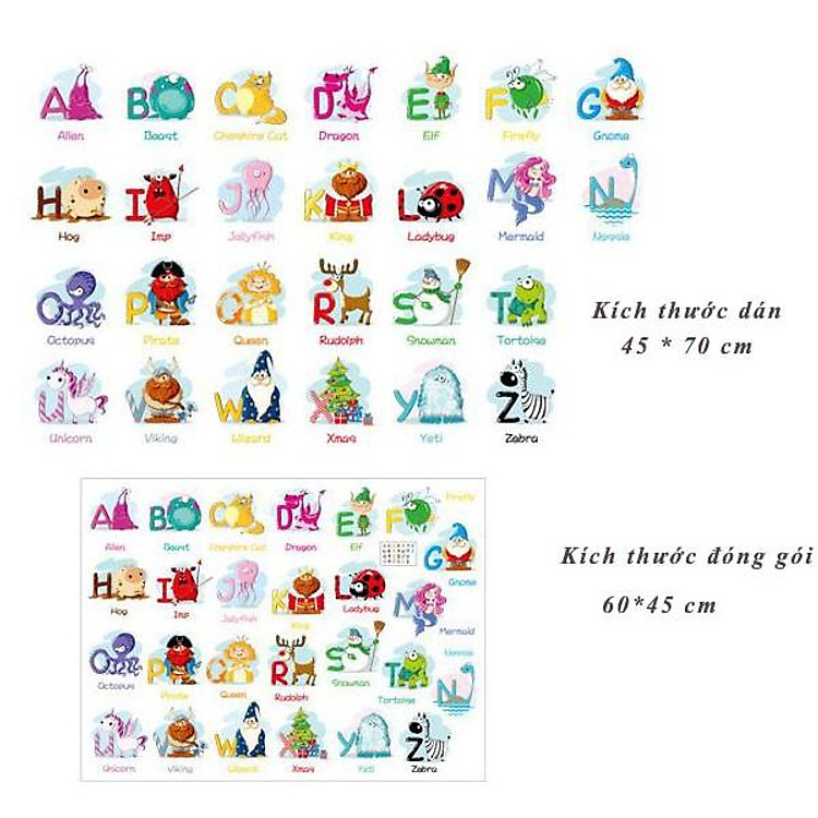 Sticker Decal Dán Tường 24 Chữ Cái và Từ Vựng Tiếng Anh - Ảnh 6